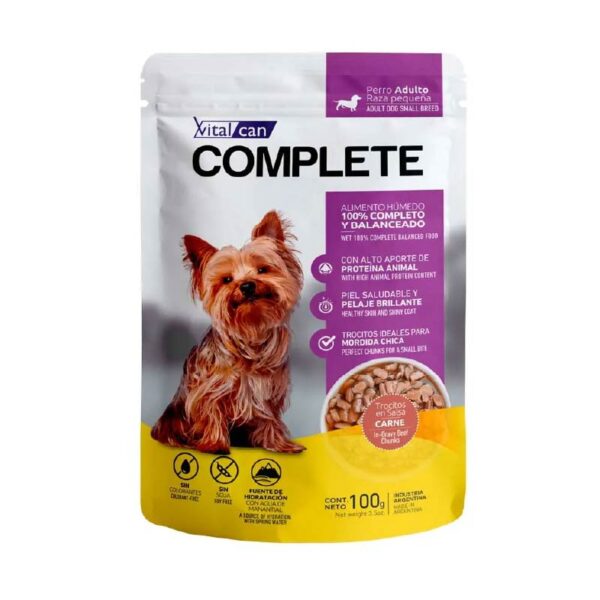 VITAL CAN COMPLETE POUCH PERRO ADULTOS RAZAS PEQUEÑAS 100 GR CARNE ...